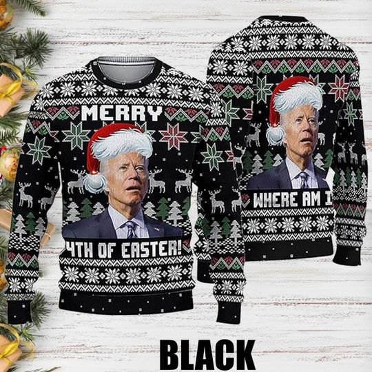 Merry 4th Easter Joe Biden Ugly Christmas Sweater, Happy Easter Funny Xmas Ugly Christmas Sweater, Joe Ugly Sweater Xmas, Gift For Men Women