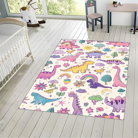 Discover Colorful Dinosaur Rug for Kids and Baby Rooms