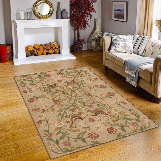 Discover Boho Chic Floral Rug, Traditional Turkish Pattern, Washable Non-Slip Large Area Rug for Living Room