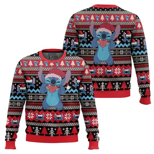 Discover Lilo and Stitch Ugly Christmas Sweater Funny Holiday Party Pullover Winter Warm Cozy Plus Size Sweater for Men Women Xmas Gift