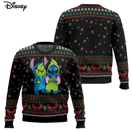 Discover Disney Stitch Grin Ugly Sweater for Men Women Warm Cozy Holiday Party Funny Xmas Pullover Family Christmas Gift Sweater