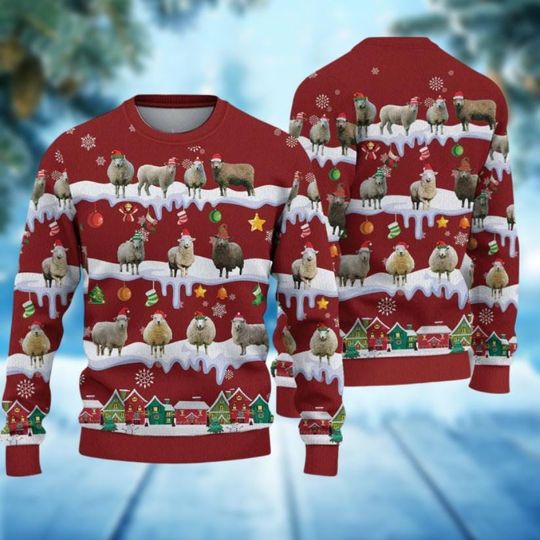 Christmas Sheep Ugly Sweater, Sheep Santa Funny Sweater, Farm Animal Xmas Sweater, Christmas Sweatshirt, Animal Lover Shirt