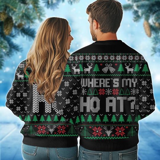 Discover Where's My Ho At Matching Ugly Christmas Sweater, Funny Couples Christmas Sweatshirt, Couples Xmas Sweater, Couples Christmas Tee
