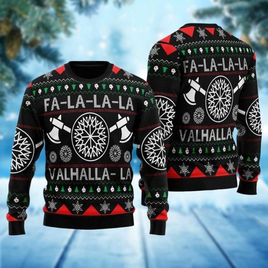 Vikings Valhalla Ugly Christmas Sweater, Valhalla Xmas Sweater, Vikings Sweater For Men, Christmas Sweatshirt, Xmas Party Gift