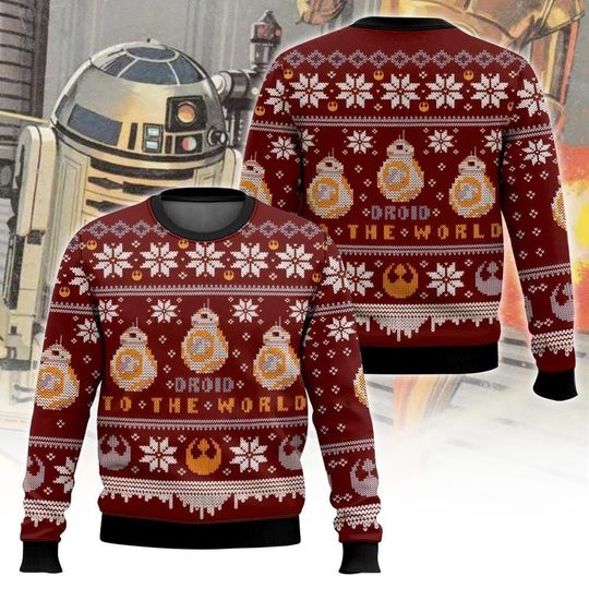 Discover BB-8 Ugly Christmas Sweater, Star Wars Christmas Sweater, Droid Xmas Holiday Gift, Robot Superhero Sweatshirt, Galaxy's Edge Shirt