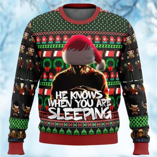 Freddy Krueger Ugly Sweater, Krueger Santa Christmas Sweater, A Nightmare On Elm Street Sweater, Horror Movie Sweater, Scary Movie Gift