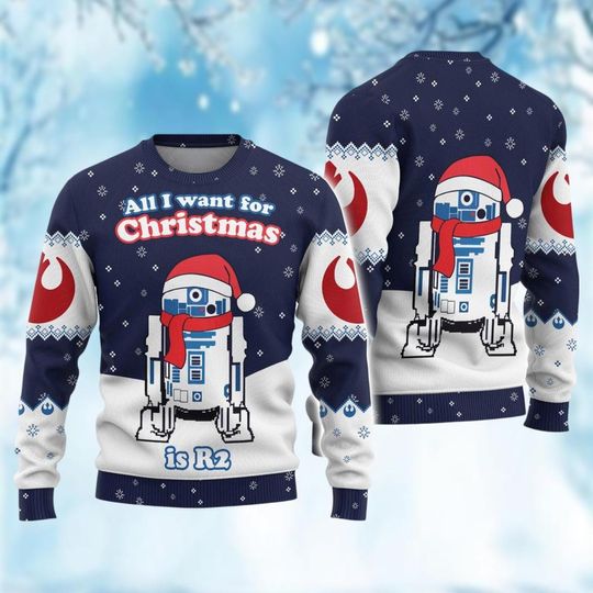 Discover R2-D2 Ugly Sweater, R2-D2 Movie Christmas Sweater, Star Wars Characters Xmas Sweater, Artoo-Detoo Holiday Sweater, Disney Bound Gift