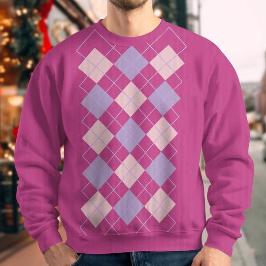 Pink Argyle Costume Christmas Sweater, Demon Inspired Movie, Baby Saja Ugly Sweater, Saja Boys Costume Sweater Men