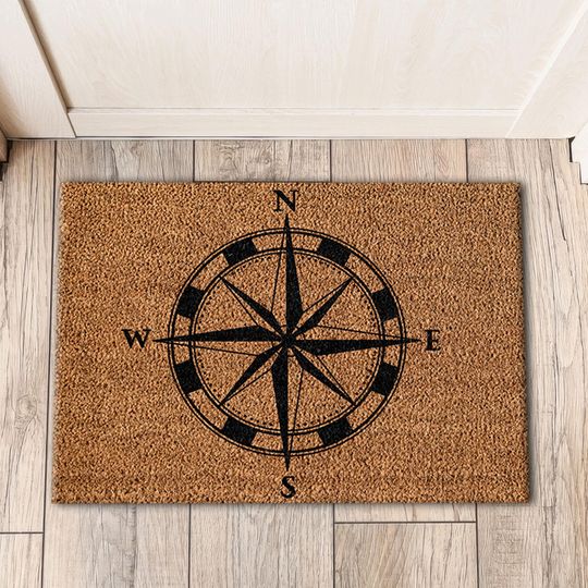 Discover Compass Rugs, Modern Doormat Rug, Compass Doormat Rug, Modern Rugs, Thin Rug, Outdoor Rug, Gift For The Home, Office Rug, Stair Rug,