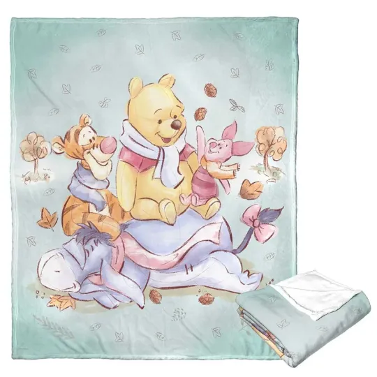 Discover Disney Winnie The Pooh Autumn Happiness Cozy Fleece Blanket