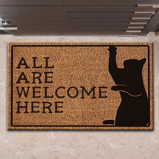 Discover Cat Rug, All Are Welcome Here Doormat, Printed Hallway Rug