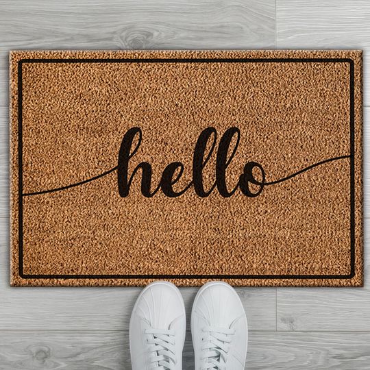 Discover Hello Rug, Minimalist Doormat Rug, Hello Doormat Rugs, Coco Doormat Rug, Chenille Rug, Door Mat, 3D Printeds Rug, Non Slip Rug, Thin Rug,