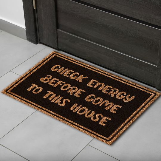 Discover Modern Rug, Motivational Doormat Rug, Chech Energy Before Come To This House Rug, Printed Doormat Rug, Cool Rug, Chenille Rug, Indoor Rug,