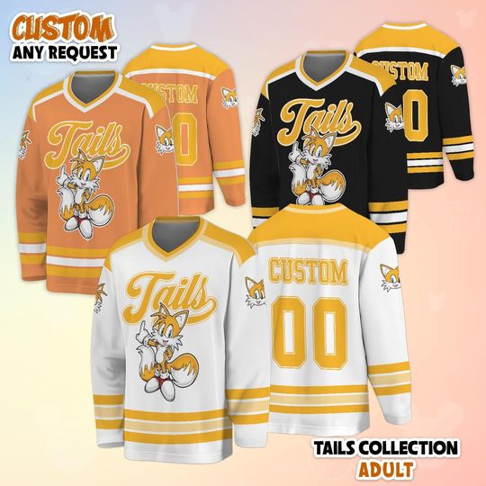 Custom Tails the Hedgehog Hockey Jersey, Custom Sonic Video Game Shirt, Miles Prower Jersey, Matching Family Tee, Gamer Gift