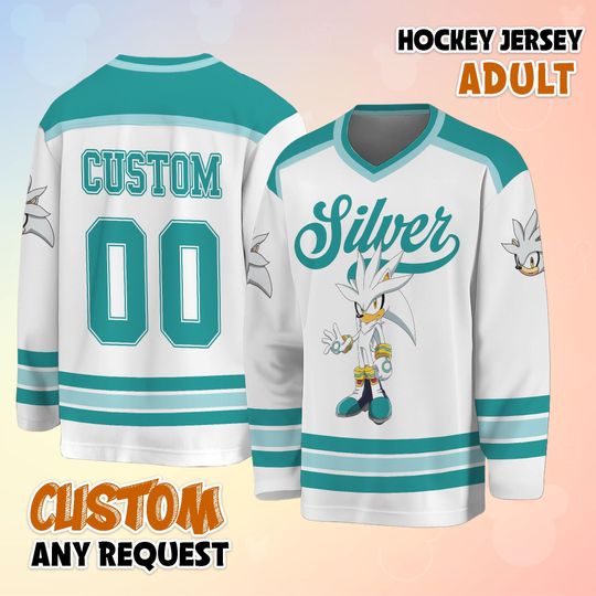 Discover Personalized Silver the Hedgehog Hockey Jersey, Custom Sonic Character Shirt, Anime Video Game Jersey Outfit, Unique Gift for Fans