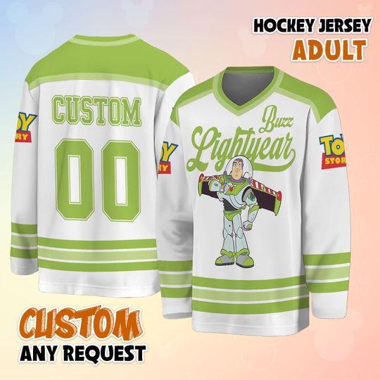 Custom Buzz Lightyear Hockey Jersey, Personalized Disney Toy Story Hockey Shirt, Space Ranger Team Outfit, Matching Family Disney Hockey