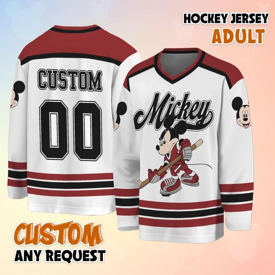 Discover Custom Mickey Mouse Hockey Jersey, Personalized Disney Hockey Shirt, Classic Cartoon Team Outfit, Matching Family Disney Hockey