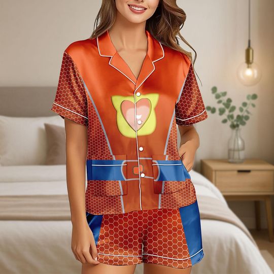 Discover Buddy SuperKitties Satin Pajamas, Buddy Cat Costume PJs for Women, Cartoon Satin Shorts Set, Comfy Pajamas, Gift for Her, Pajamas Set