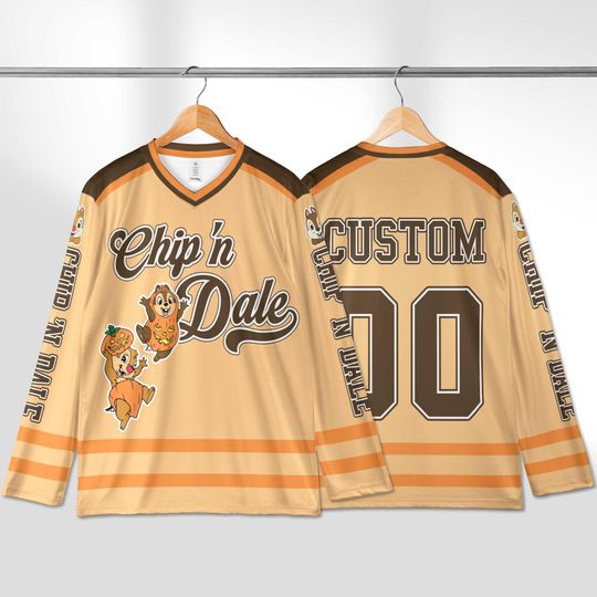 Custom Chip and Dale Disney Halloween Hockey Jersey, Custom Holiday Shirt, Matching Family Sports Outfit, Gift for Disney Fans