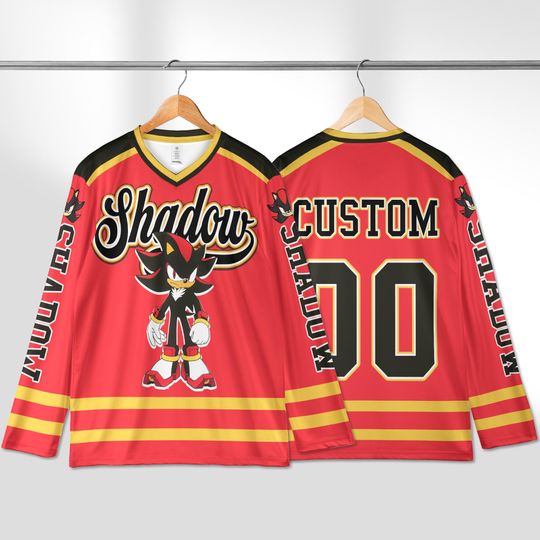 Personalized Shadow Hockey Jersey, Custom Sonic the Hedgehog Shirt, Shadow Gamer Sports Outfit, Matching Family Tee