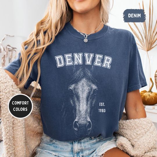 Discover Retro Denver Football Comfort Colors Unisex shirt, Vintage Style Tee, Denver Sports Fan Apparel, Distressed Graphic gift Casual Football Tee