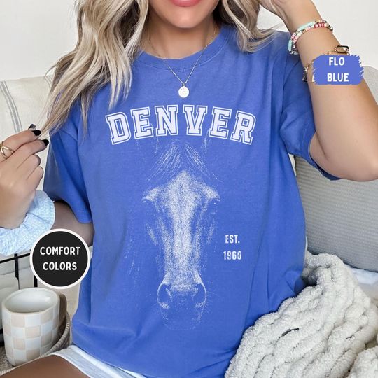 Discover Retro Denver Football Comfort Colors Unisex shirt, Vintage Style Tee, Denver Sports Fan Apparel, Distressed Graphic gift Casual Football Tee