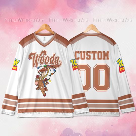 Personalized Woody Hockey Jersey, Disney Toy Story Hockey Shirt