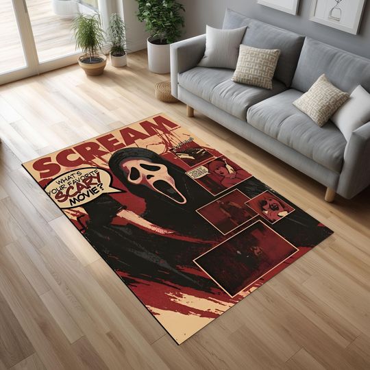 Ghostface Scream Rug: Horror Movie Halloween Decor