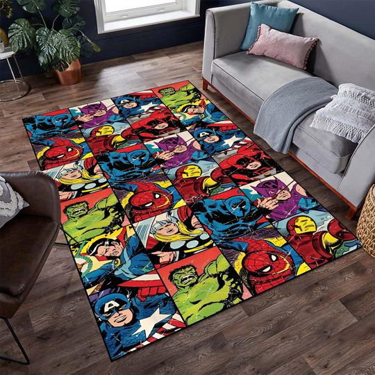 Marvel Characters Rug,Avengers Rug,Superheros Rug,Fantastic Rug,Movie Decor,Colorful Rug,Hypebeast Rug,Area Rugs,Kids Room Rug,Gifts for her