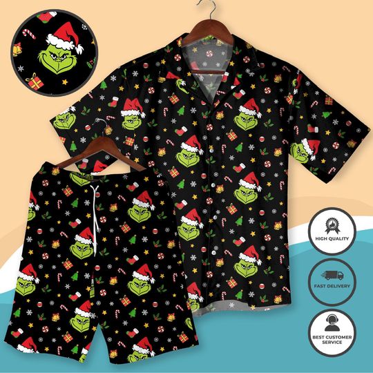 Discover Christmas Hawaiian Shirt  Funny Holiday Santa Claus Print Outfit, funny character Short Sleeve Shirt, Festive Xmas Party Outfit, Christmas Gifts