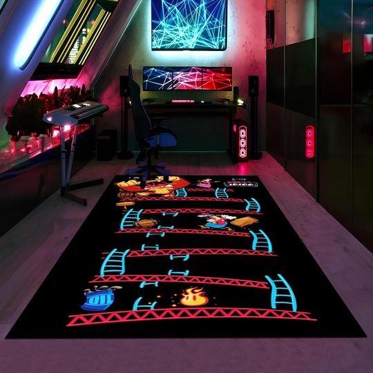 Arcade Game Rug: Colorful Gamer Room Decor