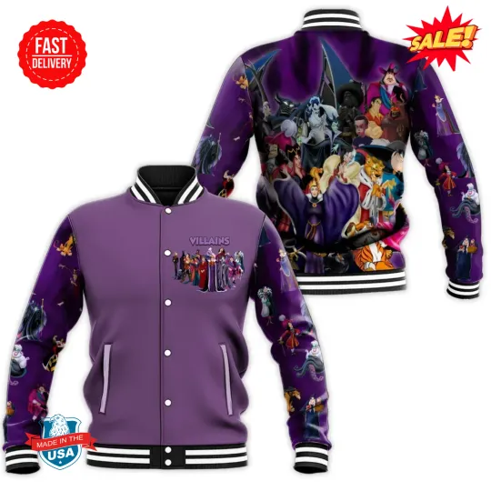 Halloween Disney Villains Baseball Jacket