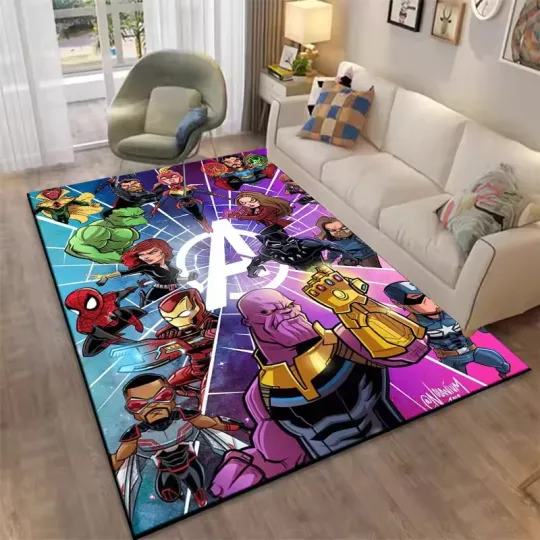 Discover Disney Superhero Marvel-Avengers Kids Area Rug,Carpet for Home Living Room Bedro