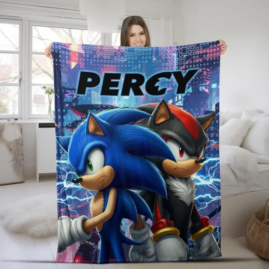 Discover Blue Hedgehog Fleece Blanket: Anime Video Game Throw Embrace comfort with this a