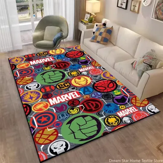 Discover Disney Superhero Marvel-Avengers Kids Area Rug,Carpet for Home Living Room Bedro