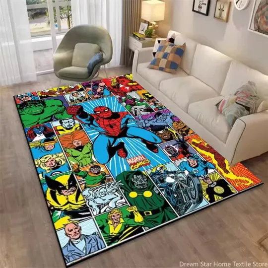 Discover Disney Superhero Marvel-Avengers Kids Area Rug,Carpet for Home Living Room Bedro