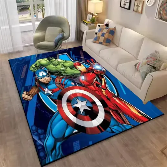 Discover Disney Superhero Marvel-Avengers Kids Area Rug,Carpet for Home Living Room Bedro