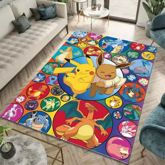 Discover 3D Cute PKM Cartoon Carpet Rug for Home Living Room Bedroom Sofa Doormat Dec
