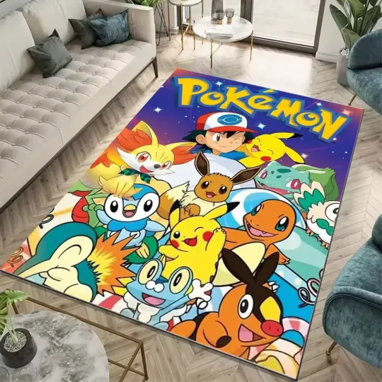 Discover 3D Cute PKM Cartoon Carpet Rug for Home Living Room Bedroom Sofa Doormat Dec