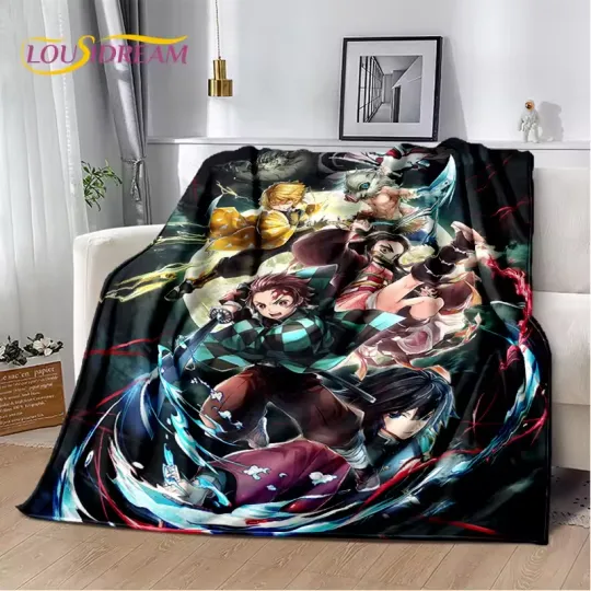 Discover 3D demon Kamado Neko Tanjirou Cartoon Fleece Blanket for Home Use