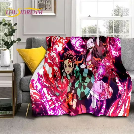 Discover 3D Demon S-Slayer Anime Kamado neko Tanjirou Cartoon Blanket,Soft Throw Blanke