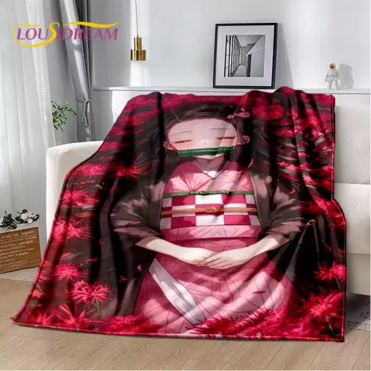 Discover 3D Demon S-Slayer Anime Kamado neko Tanjirou Cartoon Blanket,Soft Throw Blanke