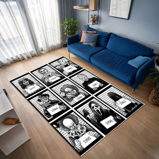 Discover Horror Movie Mugshot Rug: Halloween Street Art Velvet Area Rug