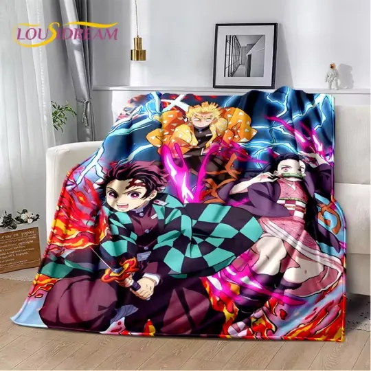 Discover 3D Demon S-Slayer Anime Kamado neko Tanjirou Cartoon Blanket,Soft Throw Blanke