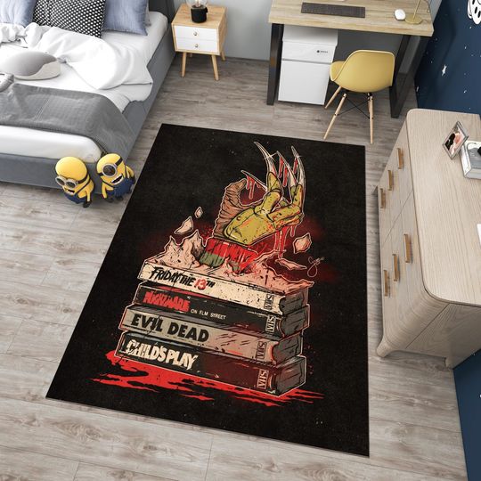 Discover Horror Movie Rug, Movie Rug, Horror Rug, Fear Rug, Minimalist Rug,Horror Decor, Gothic Rug, Unique Rug,Area Rugs,Boys Room Rug,Gifts for her