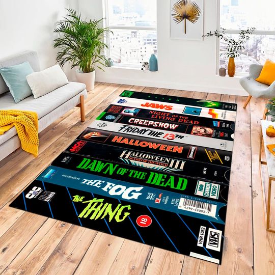 Discover Retro VHS Horror Movie Rug: VHS Home Decor, VHS, vhs gift, retro vhs, horror carpet, 80s Film Art Carpet,Scary Film Poster Rug
