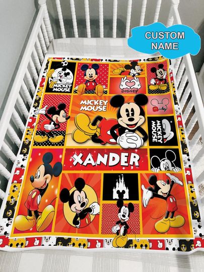 Discover Personalized Mickey Mouse Blanket: Sherpa Fleece Baby Blanket