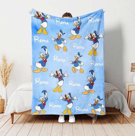 Discover Personalized Donald Duck Blanket With Name, Disney Name Blanket, Disney Donald Duck Blanket, Donald Duck Lover Gifts, Donald Duck Bedding