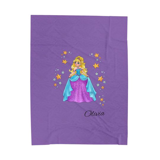 Discover Personalized Elegant Princess Blanket, Custom Name, Plush Throw for Kids, Birthday Gift for Girls, Soft Velveteen Blanket, Nursery Dcor