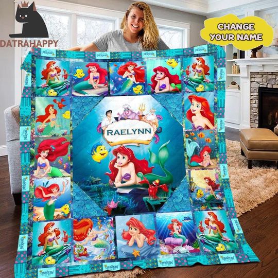 Discover Personalized The Little Mermaid Quilt Blanket, Ariel Princess Fleece Blanket, Disneyland Princess Gift, Christmas Gift, Baby Shower Gift